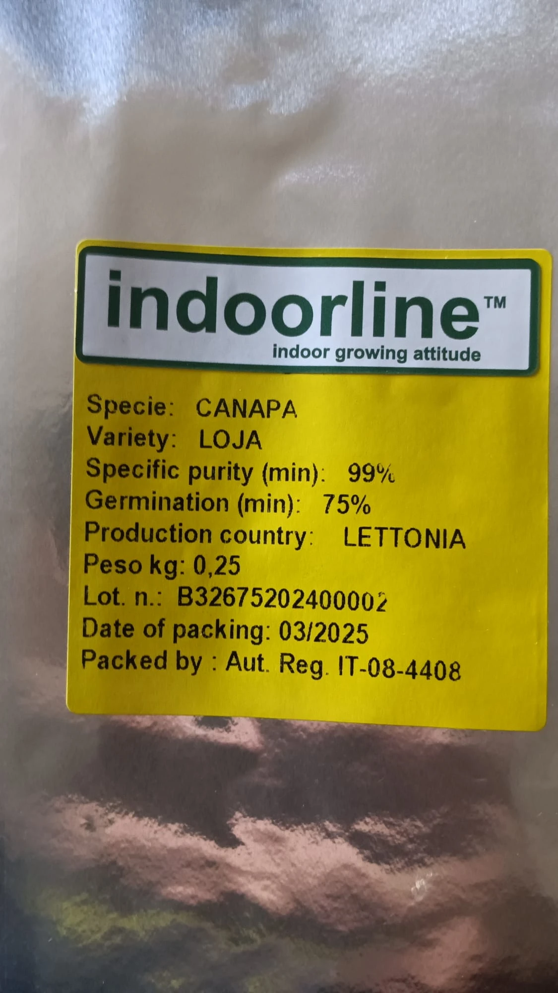 LOJA250 - HEMP SEEDS VARIETY LOJA CE | 0.250 Kg