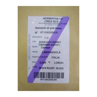 SEMI DI CANAPA VAR. CARMAGNOLA CE | 0,5 Kg